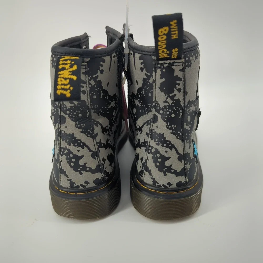 Dr. Doc Martens Kids Leather Lace Up Boot Space Hydro‎ Embroidered 4 M READ